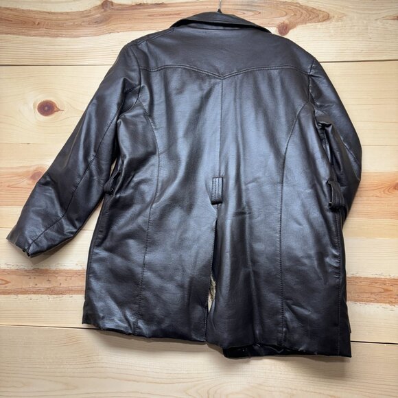 Vintage Kentfield Jacket Mens 42 Brown Sherpa Lined Faux Leather Coat 80s - Picture 12 of 15
